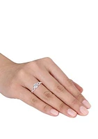 1 ct. t.w. Lab Created White Sapphire and 1/10 Diamond Infinity Engagement Ring 10K Rose gold