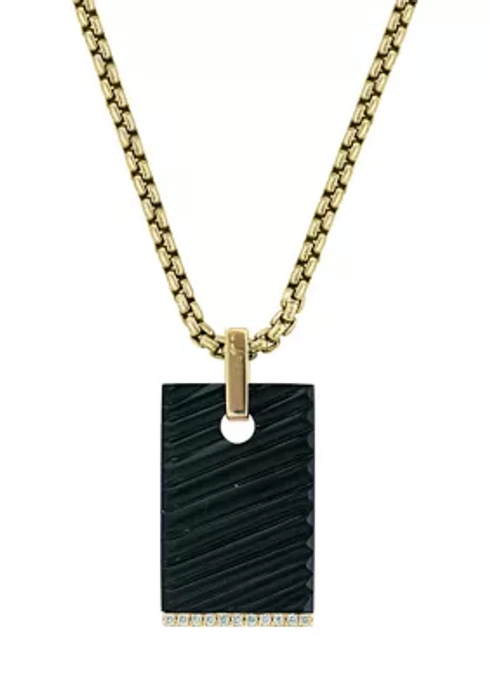 Men's Sterling Silver/Gold-Plated Diamond and Onyx Pendant