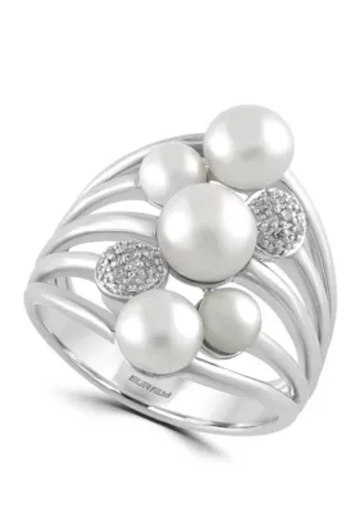 Freshwater Pearl and 1/10 ct. t.w. Diamond Ring in Sterling Silver