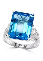 1/4 ct. t.w. Diamond, 13.5 Blue Topaz Ring 14K White Gold