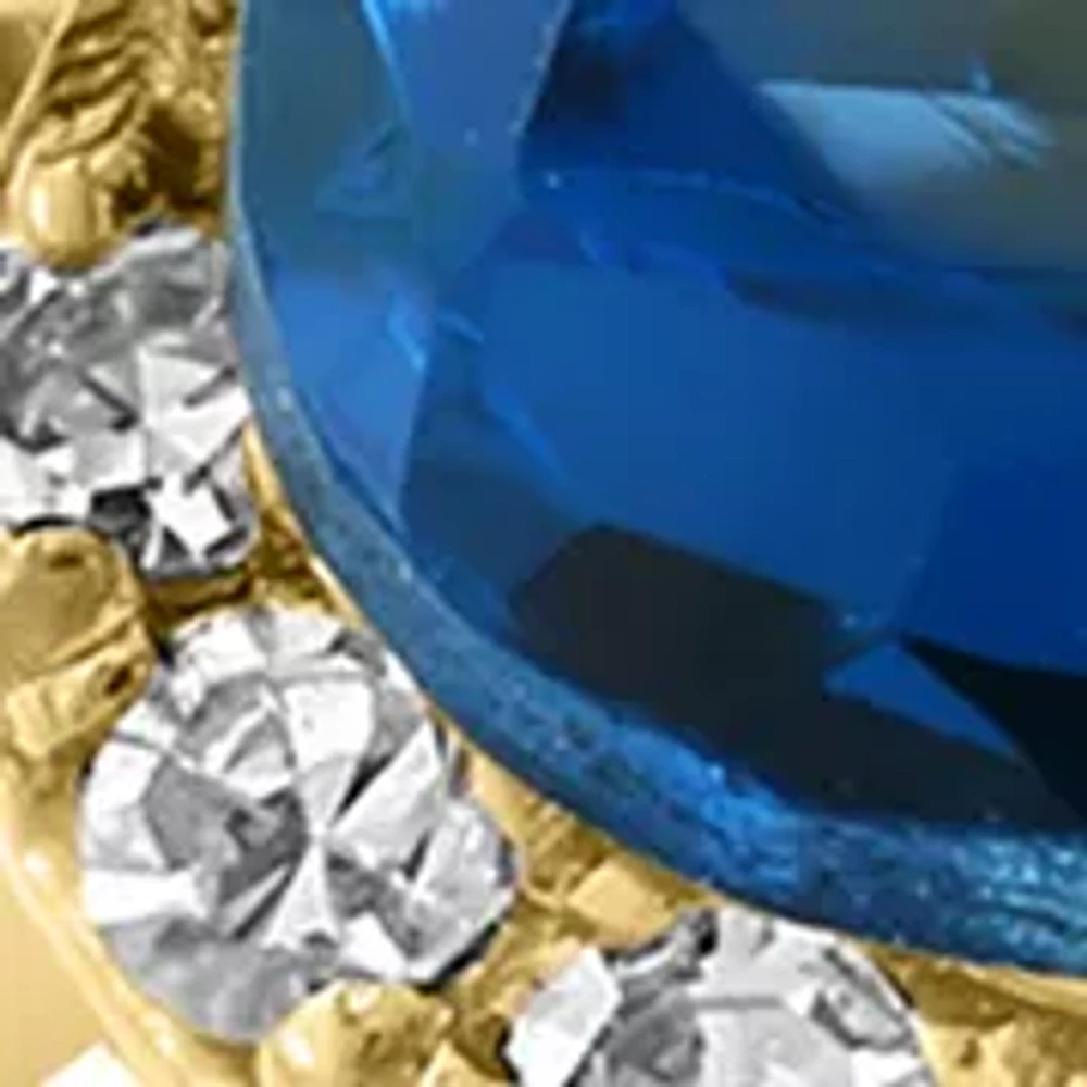 1/8 ct. t.w. Diamond and 5.5 ct. t.w. London Blue Topaz Butterfly Ring in 14K Yellow Gold