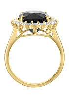 14K Yellow Gold Diamond, Onyx Ring