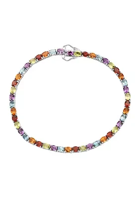 9.1 ct. t.w. Multi-Colored Semi-Precious Gemstone Bracelet in Sterling Silver