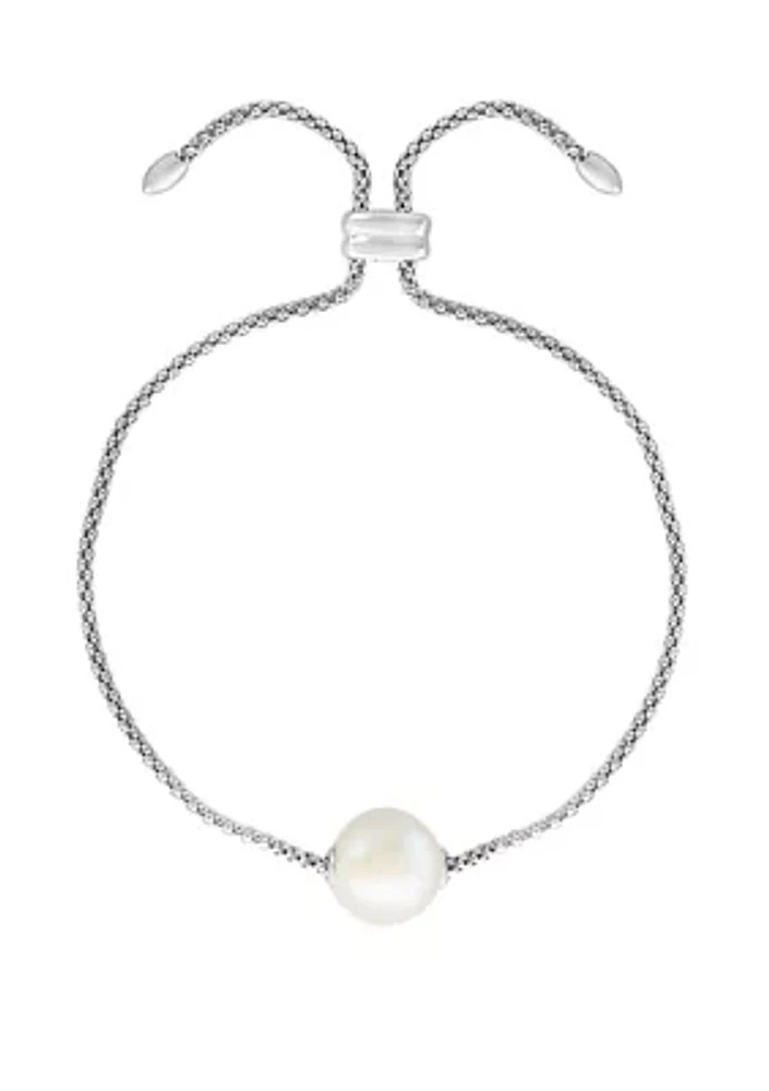10 Millimeter Freshwater Pearl Bracelet in Sterling Silver