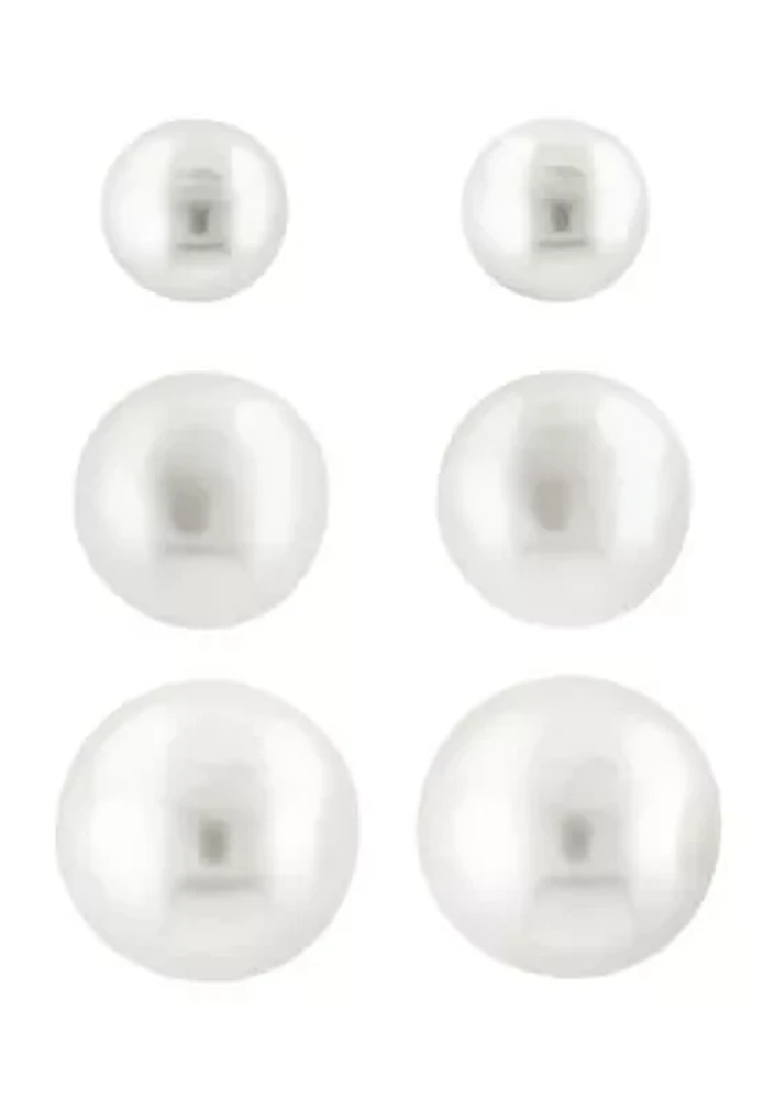Sterling Silver Freshwater Pearl Earring Set