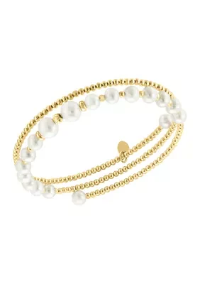 14K Yellow Gold Freshwater Pearl Adjustable Bracelet 