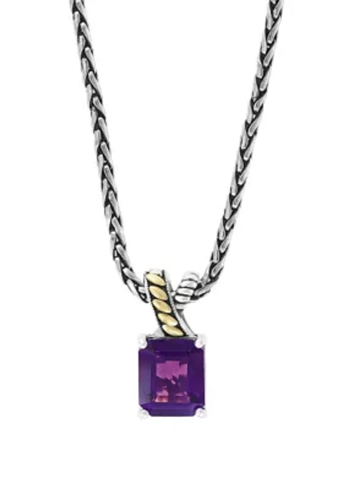 5.4 ct. t.w. Amethyst Pendant Necklace in 925 Sterling Silver and 18k Yellow Gold