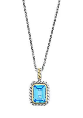 7.5 ct. t.w. Blue Topaz Pendant Necklace in 18K Yellow Gold and Sterling Silver