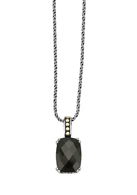 Onyx Pendant Necklace in 18K Sterling Silver
