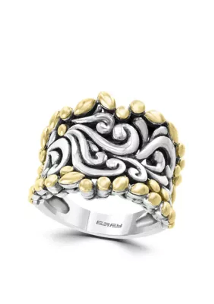 Band Ring Sterling Silver and 18k Yellow Gold