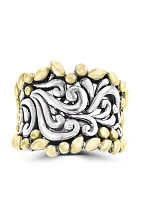 Band Ring Sterling Silver and 18k Yellow Gold