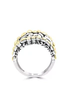 Band Ring Sterling Silver and 18k Yellow Gold