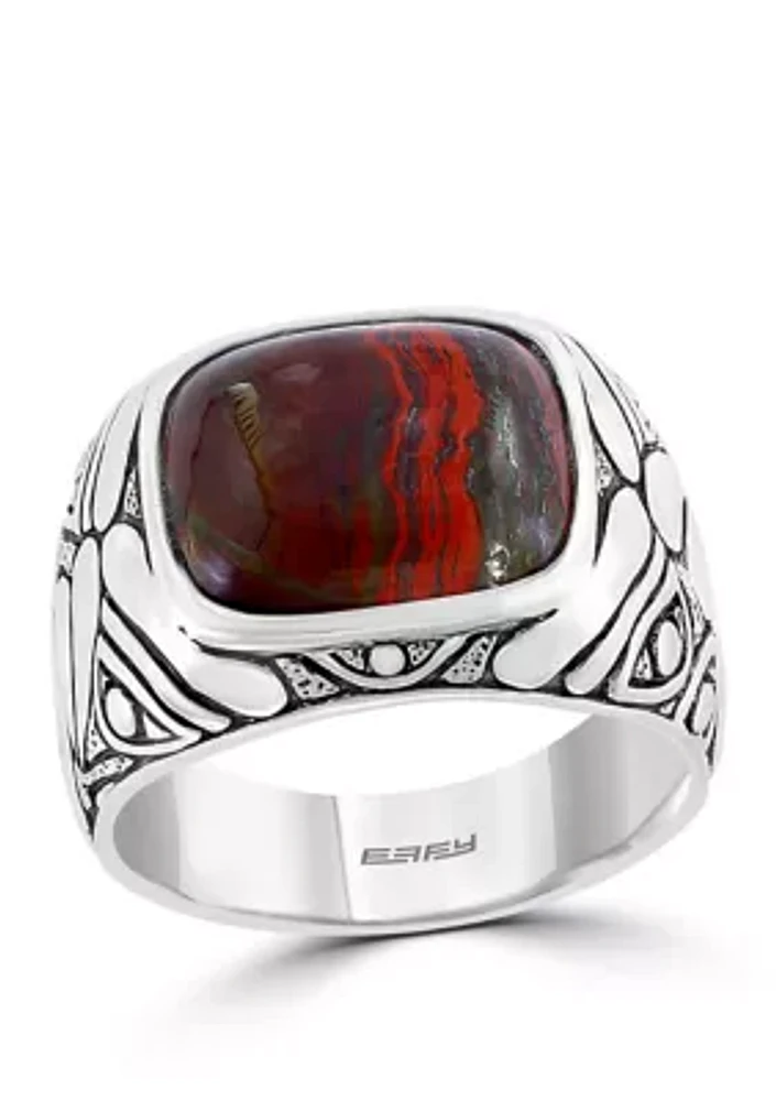Men's 5.4 ct. t.w. Red Jasper Ring in Sterling Silver