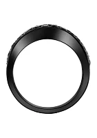 Men's Sterling Silver Black Spinel Ring 