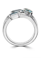 Sterling Silver Blue Topaz and London Blue Topaz Ring