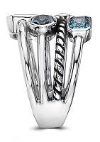 Sterling Silver Blue Topaz and London Blue Topaz Ring