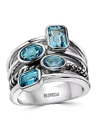 Sterling Silver Blue Topaz and London Blue Topaz Ring