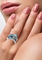 Sterling Silver Blue Topaz and London Blue Topaz Ring