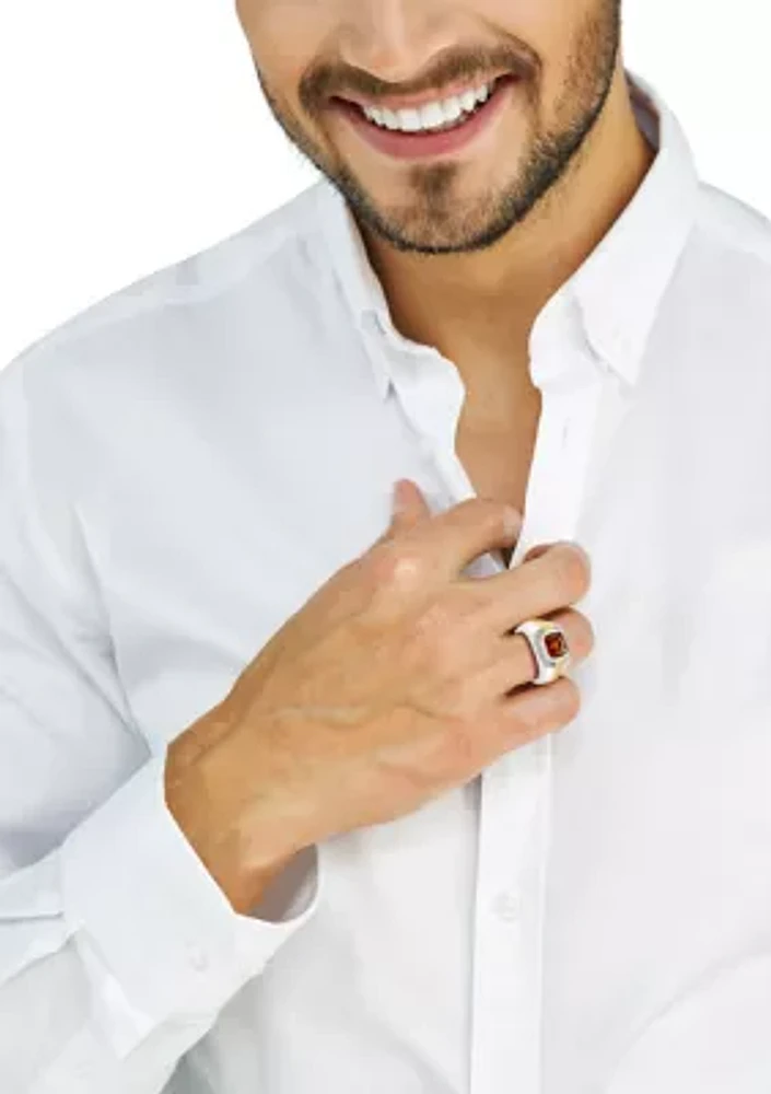 Sterling Silver/18K Yellow Gold Plated White Topaz, Madera Citrine Ring