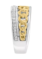 Men's White Sapphire Ring in Gold Over Sterling Silver