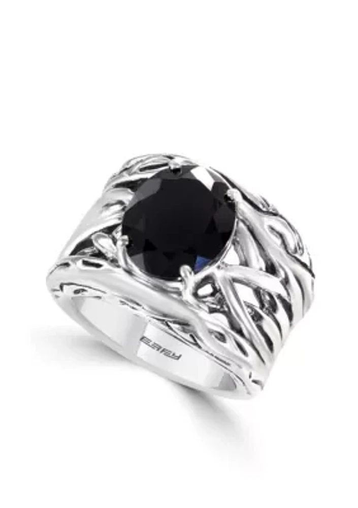 Sterling Silver Onyx Weave Band