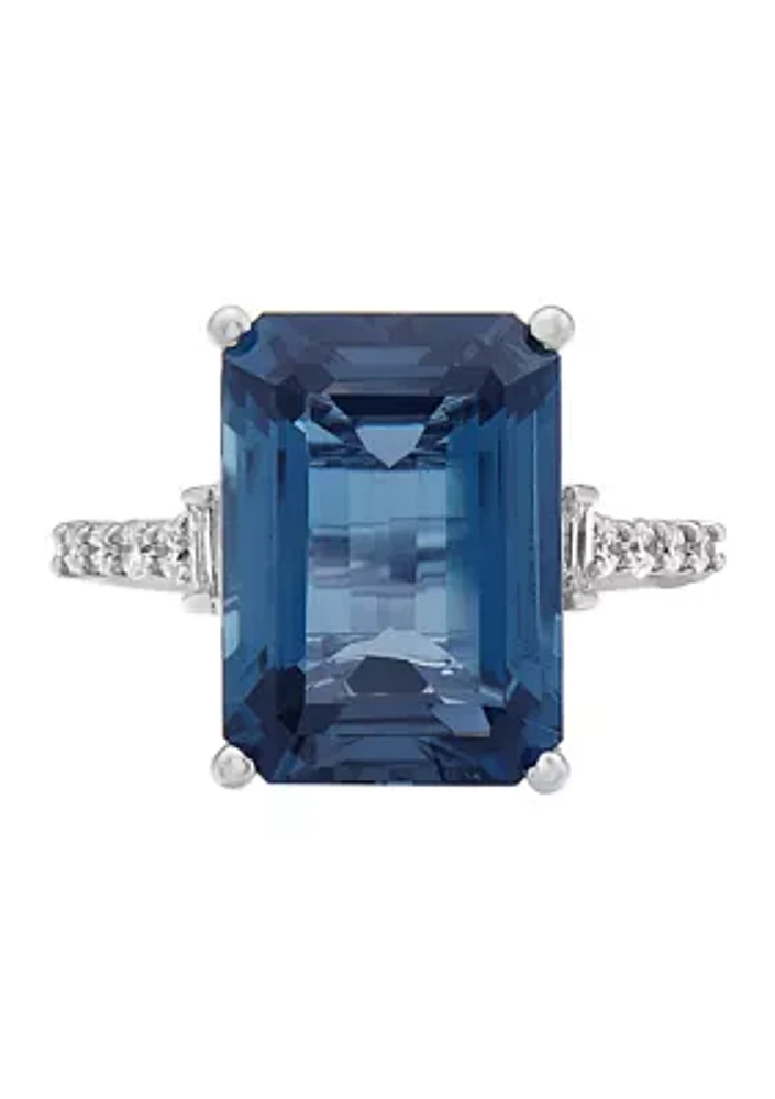 1/5 ct. t.w. Diamonds and 8.35 ct. t.w. London Blue Topaz Ring in 14k White Gold