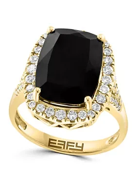 0.51 ct. t.w. Diamond, 6.85 Onyx  Ring 14K Yellow Gold