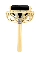 0.51 ct. t.w. Diamond, 6.85 Onyx  Ring 14K Yellow Gold
