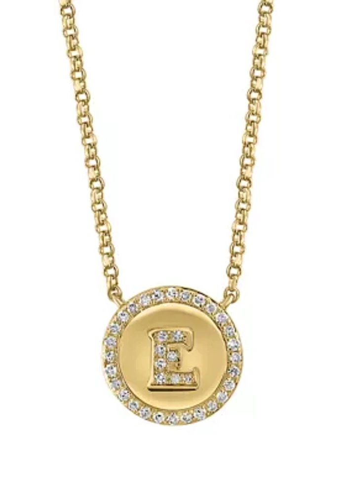 1/6 ct. t.w. Diamond Initial Necklace in Gold Plated Sterling Silver