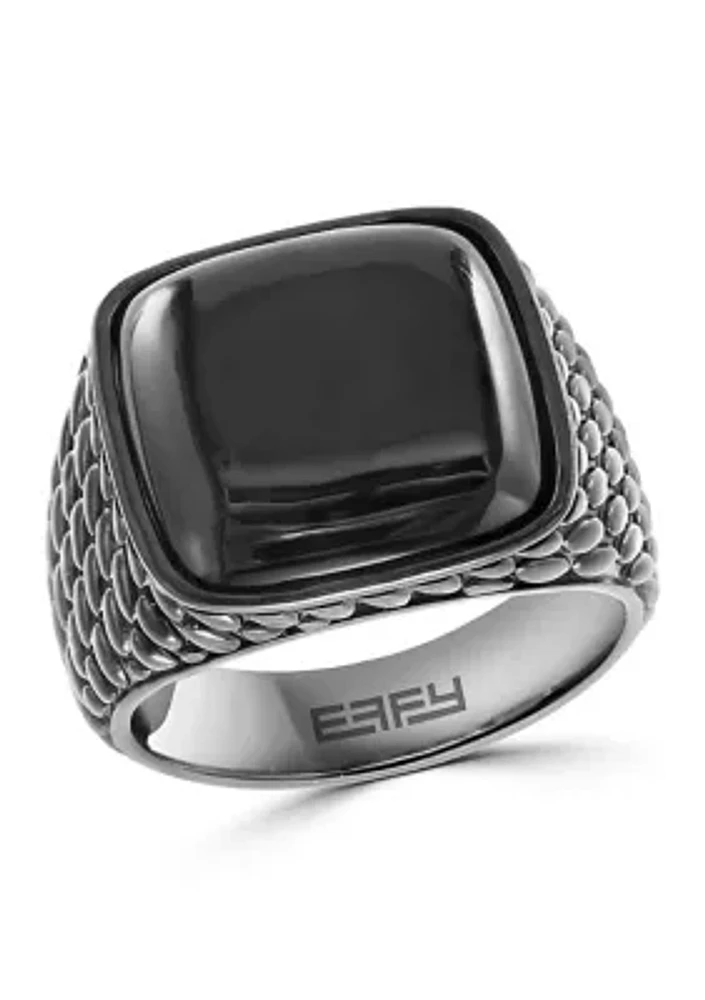 925 Sterling Silver Onyx Men's Ring