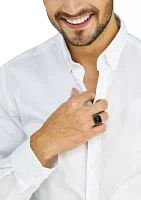 925 Sterling Silver Onyx Men's Ring