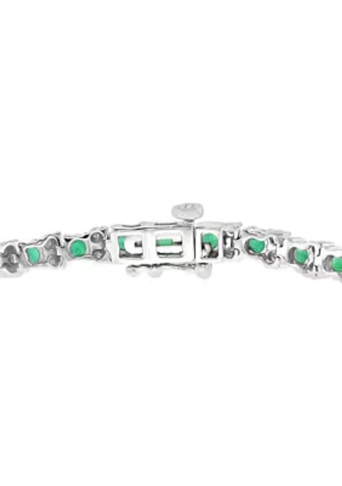 2.99 ct. t.w. Emerald and 1/5 ct. t.w. Diamond Tennis Bracelet in Sterling Silver