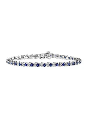 3.87 ct. t.w. Sapphire and 1/5 ct. t.w. Diamond Bracelet in Sterling Silver