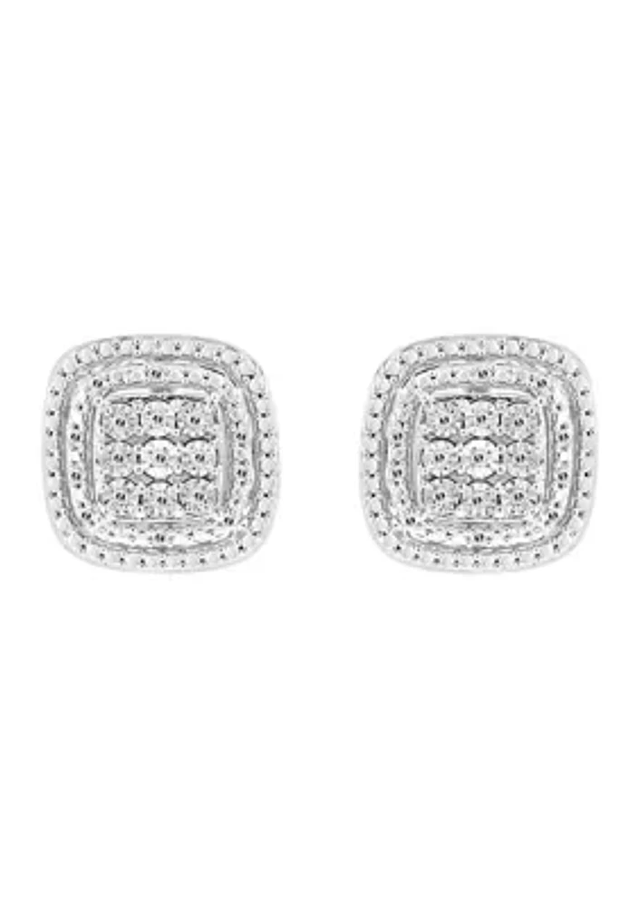 Sterling Silver 1/10 ct. t.w. Diamond Miracle Set Earrings