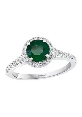 1/3 ct. t.w. Diamond and 1 ct. t.w. Emerald Ring in 14K White Gold