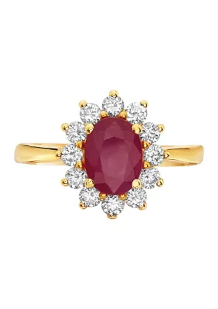 1.33 ct. t.w. Ruby and 1/2 ct. t.w. Diamond Ring in 14K Yellow Gold