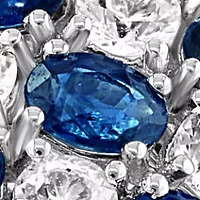 Natural Sapphire, White Sapphire Ring in 14K White Gold 