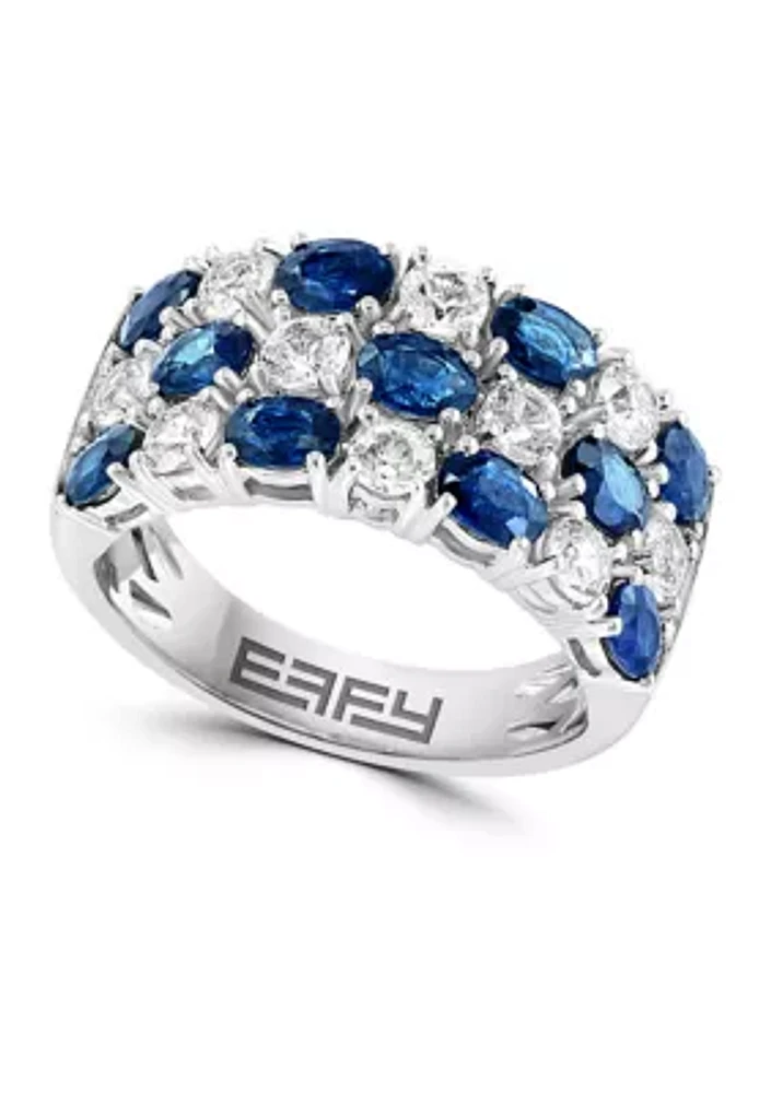 Natural Sapphire, White Sapphire Ring in 14K White Gold