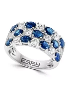 Natural Sapphire, White Sapphire Ring in 14K White Gold 