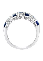 Natural Sapphire, White Sapphire Ring in 14K White Gold 