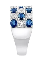 Natural Sapphire, White Sapphire Ring in 14K White Gold 