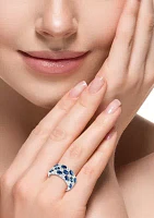 Natural Sapphire, White Sapphire Ring in 14K White Gold 