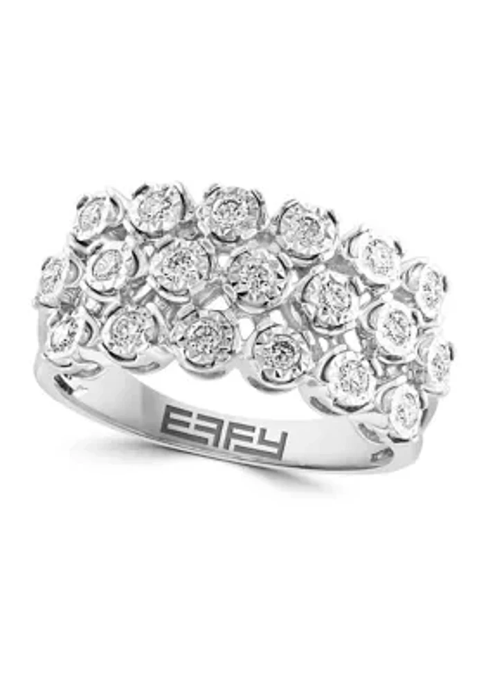 1/2 ct. t.w. Miracle Set Diamond 3 Row Ring in 14K White Gold