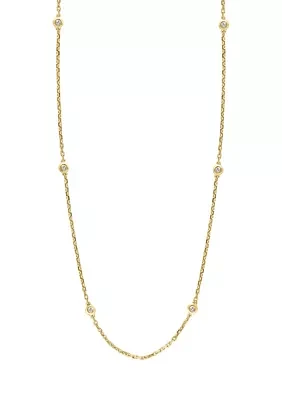 Diamond Miracle Set Station Necklace in Gold Plated Sterling Silver