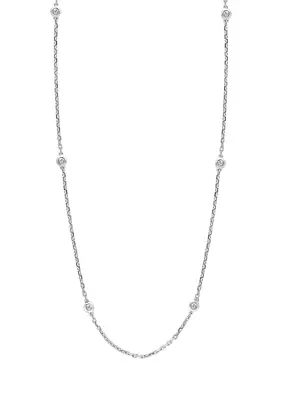 Diamond Station Necklace in Sterling Silver