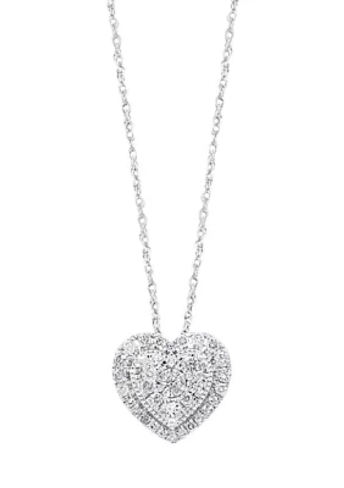 Sterling Silver 1/2 ct. t.w Diamond Heart Necklace