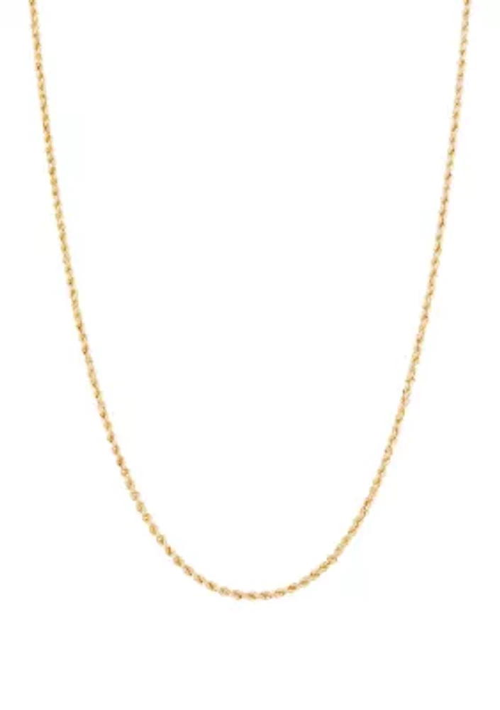 Kids Heavy Hollow Glitter Rope Chain Necklace in 14K Yellow Gold
