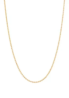 Kids Heavy Hollow Glitter Rope Chain Necklace in 14K Yellow Gold