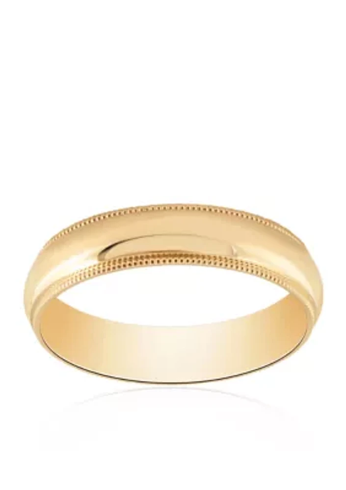 Polished Comfort Fit Milgrain Ring 10k Yellow Gold