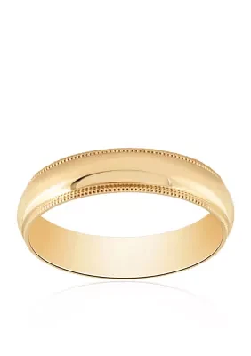 Polished Comfort Fit Milgrain Ring 10k Yellow Gold